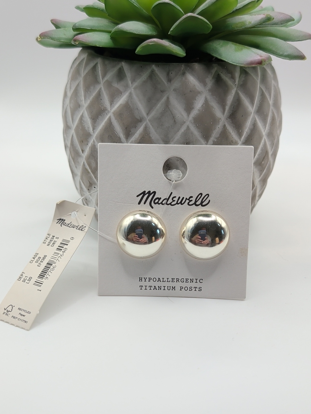 Madewell Polished Silver Dome Stud Earrings